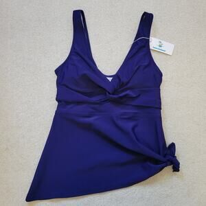 NWT Beachsissi S Tankini Swimsuit Criss Cross Tie Side Removable Pads Blue